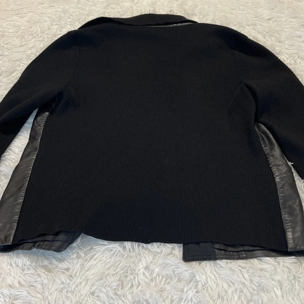 STYLE & CO. Dark Leather Jacket with Black Sleeves WOMENS SIZE S